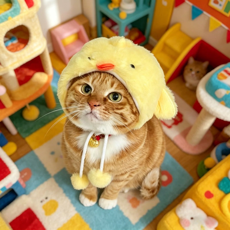 5pcs Cute Cat Hat with Pig Design, Soft Plush Pet Headwear for Cats & Small Dogs, Warm Kitten Costume Accessory for Photo Shoots, Halloween, Christmas, Party, Adjustable Pet Hat for Cats