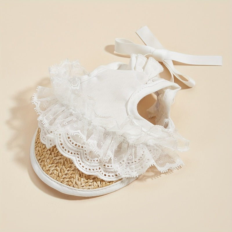 Pet Bow Lace Straw Hat