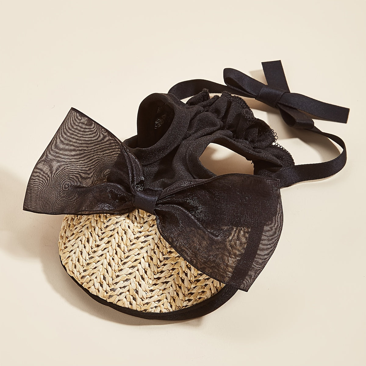 Pet Bow Lace Straw Hat