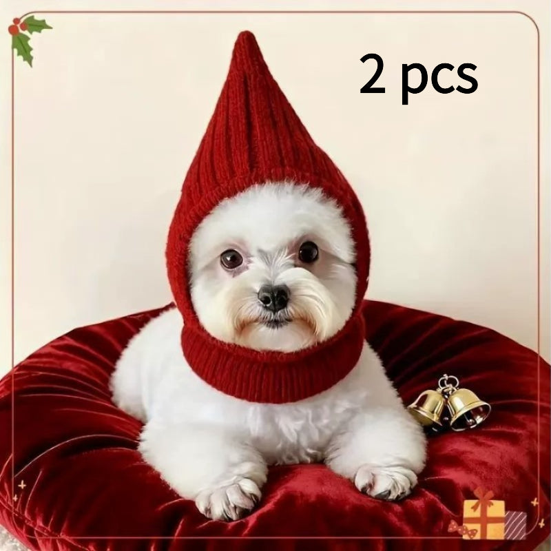 2pcs Warm Knitted Dog Hats for Winter - Pointed Pet Suitable for Medium & Large Dogs, Hand Washable Cozy Hat for Weather, Fit for Breed Sizes, for,, Labrador & More