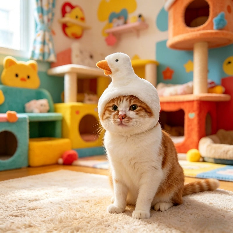 5pcs Cute Cat Hat with Pig Design, Soft Plush Pet Headwear for Cats & Small Dogs, Warm Kitten Costume Accessory for Photo Shoots, Halloween, Christmas, Party, Adjustable Pet Hat for Cats