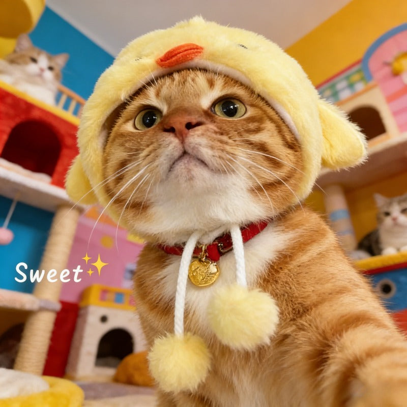 5pcs Cute Cat Hat with Pig Design, Soft Plush Pet Headwear for Cats & Small Dogs, Warm Kitten Costume Accessory for Photo Shoots, Halloween, Christmas, Party, Adjustable Pet Hat for Cats