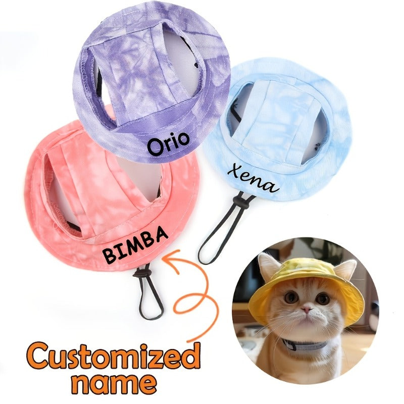 Exclusive Adidas-style Colorful Paw Print LOGO Plus Name Printing for Pets, Universal Sun Protection Hats for Cats and Dogs, Pet Gifts Available in Multiple Colors. Suitable for Both Cats and Dogs, These Hats Provide Sun Shading and Protec